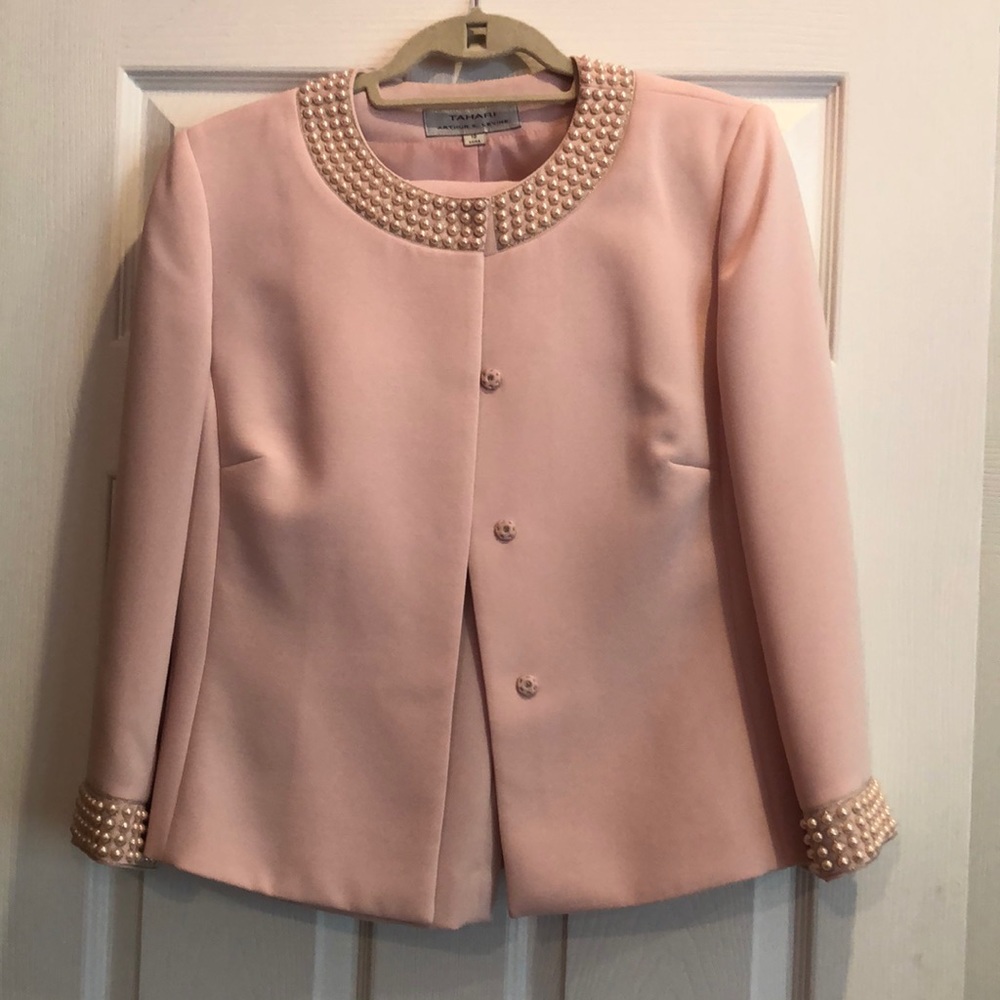 Tahari Pink Skirt Suit